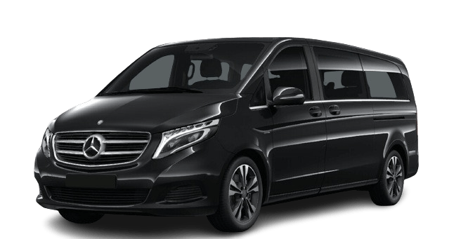 Van Mercedes-Benz Classe V noir, idéal pour un transport VTC premium à Montpellier. Parfait pour les groupes, les transferts aéroport et les voyages d’affaires avec chauffeur privé